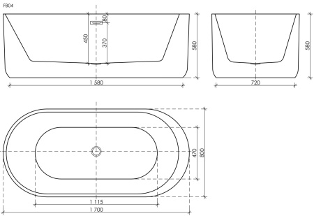 Ванна акриловая Sancos Fiori FB04 170х80 отдельностоящая овальная с каркасом
